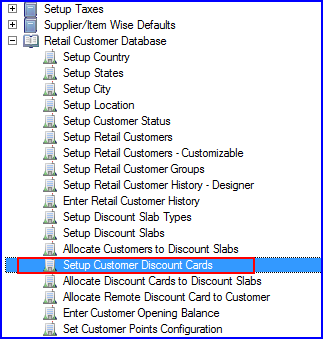 Setup Customer Discount Cards